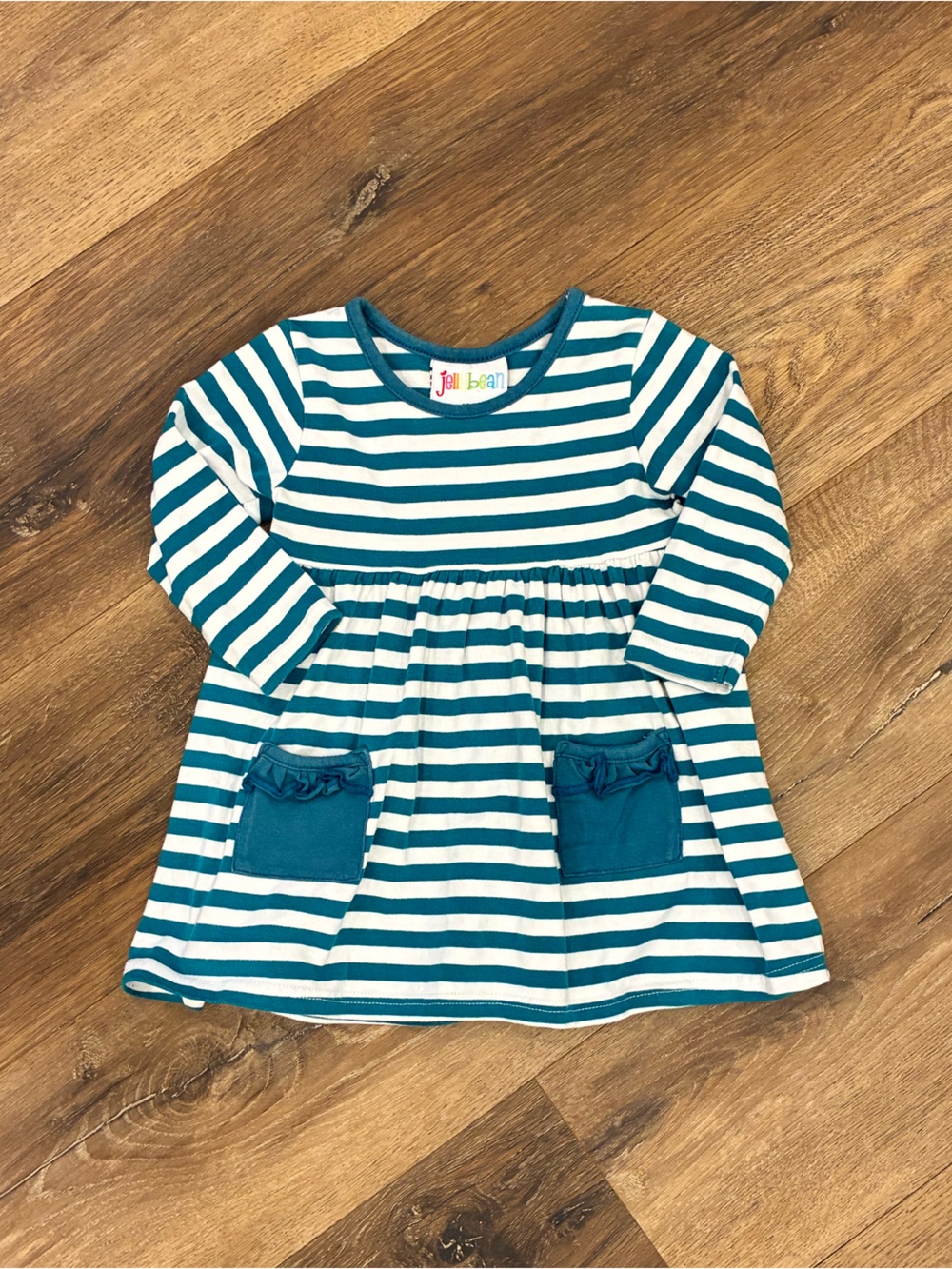 Jellybean Stripe Play Dress Long Sleeves Fall Winter Staple Capsule Cotton 12m